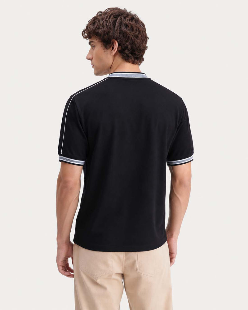 Men’s Premium Textured Cotton Polo Shirt with Contrast Trim