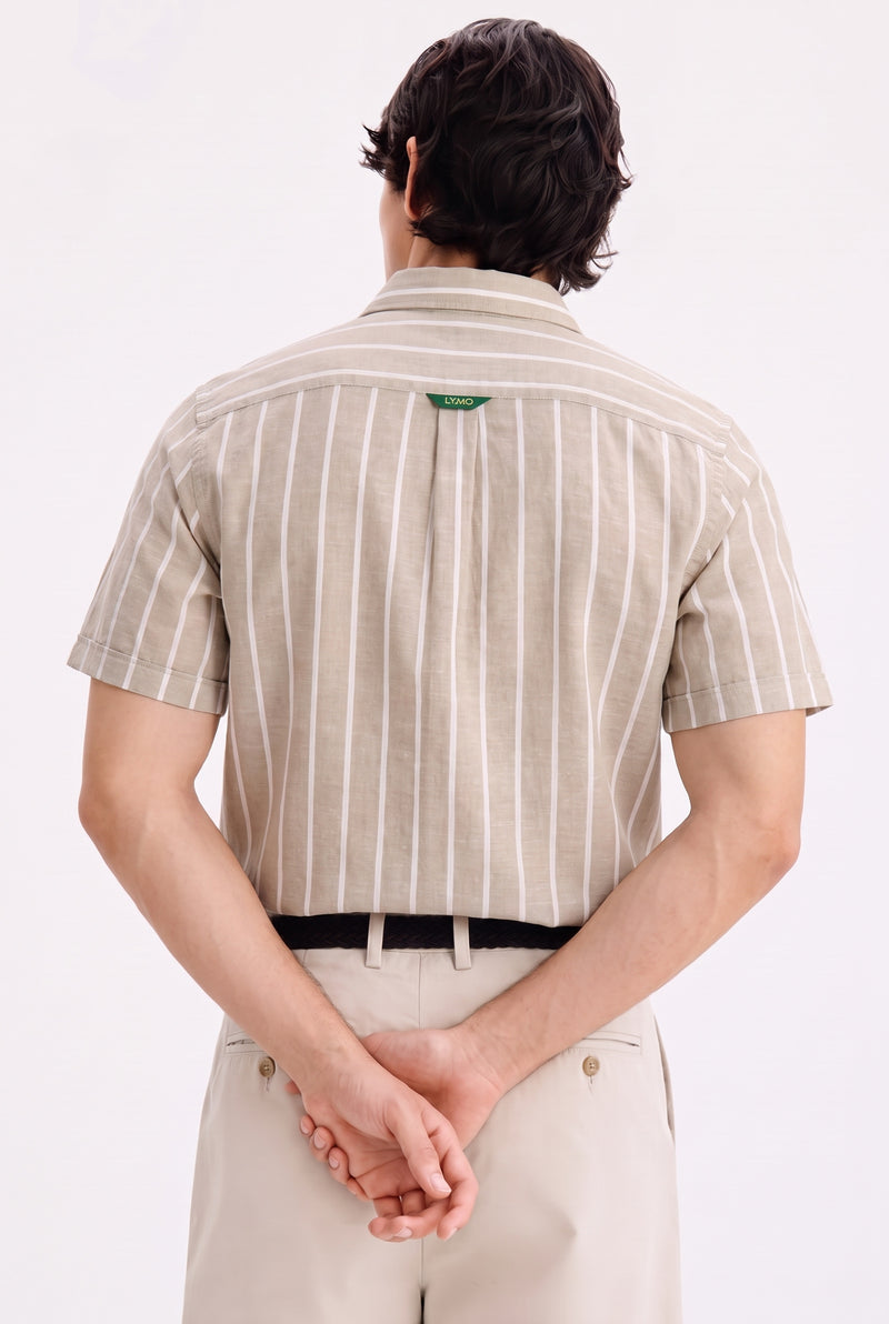 Men's Premium Striped Short-Sleeve Cuban Collar Shirt