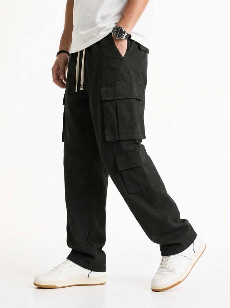 Men’s Premium Solid Relaxed Fit Utility Cargo Pants