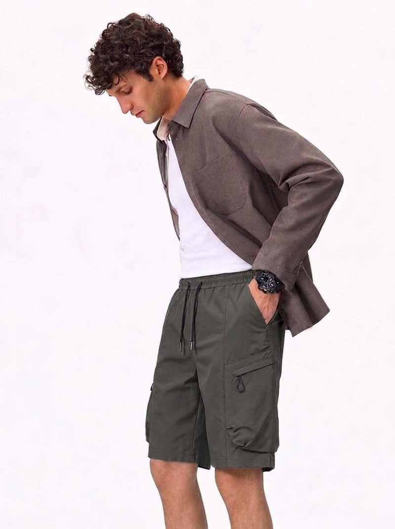 Men's Premium Relaxed Fix Elastic Waist Utility Shorts
