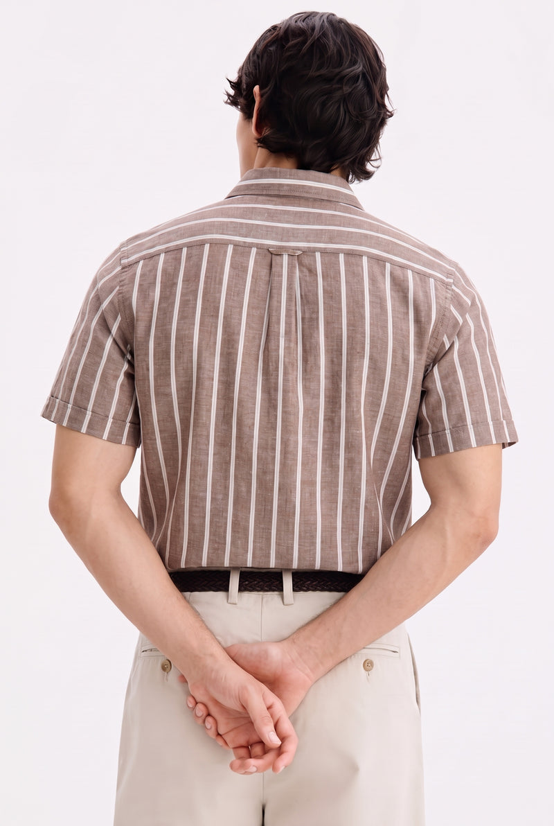 Men's Premium Striped Short-Sleeve Cuban Collar Shirt