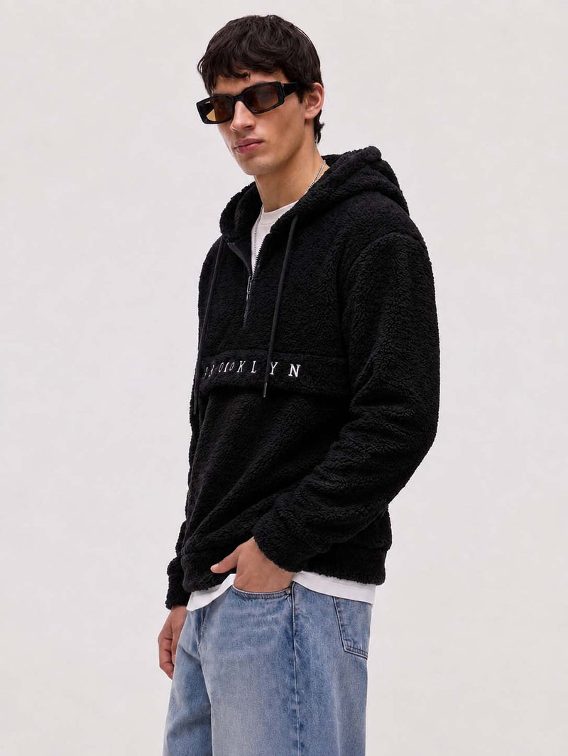 Men’s Premium Casual Full Sleeve Fleece Hooded Half-Zip Pullover Hoodie
