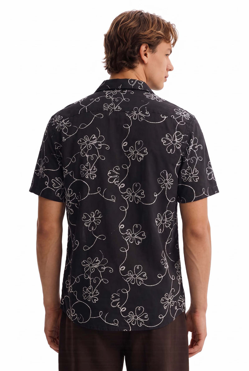 Men's Premium Line-Art Floral Printed Casual Shirt