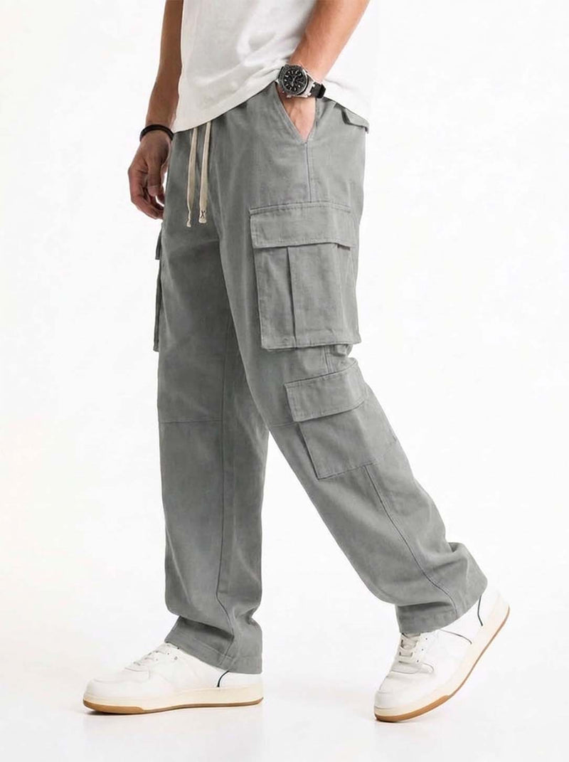 Men’s Premium Solid Relaxed Fit Utility Cargo Pants