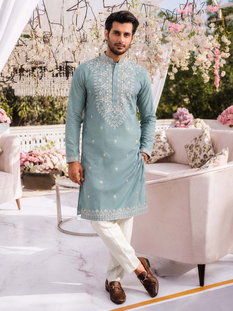 Men's Premium Embroidered Kurta – Elegant Festive Wear