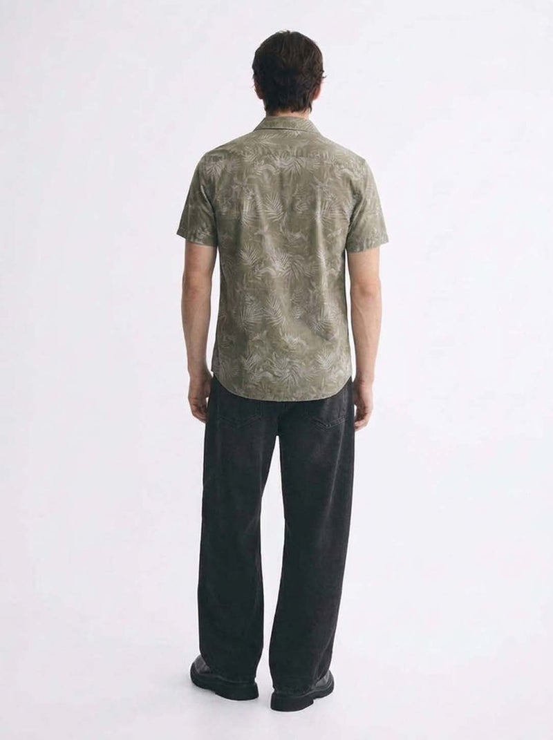 Men's Premium Leaf Printed Cuban Collar Shirt