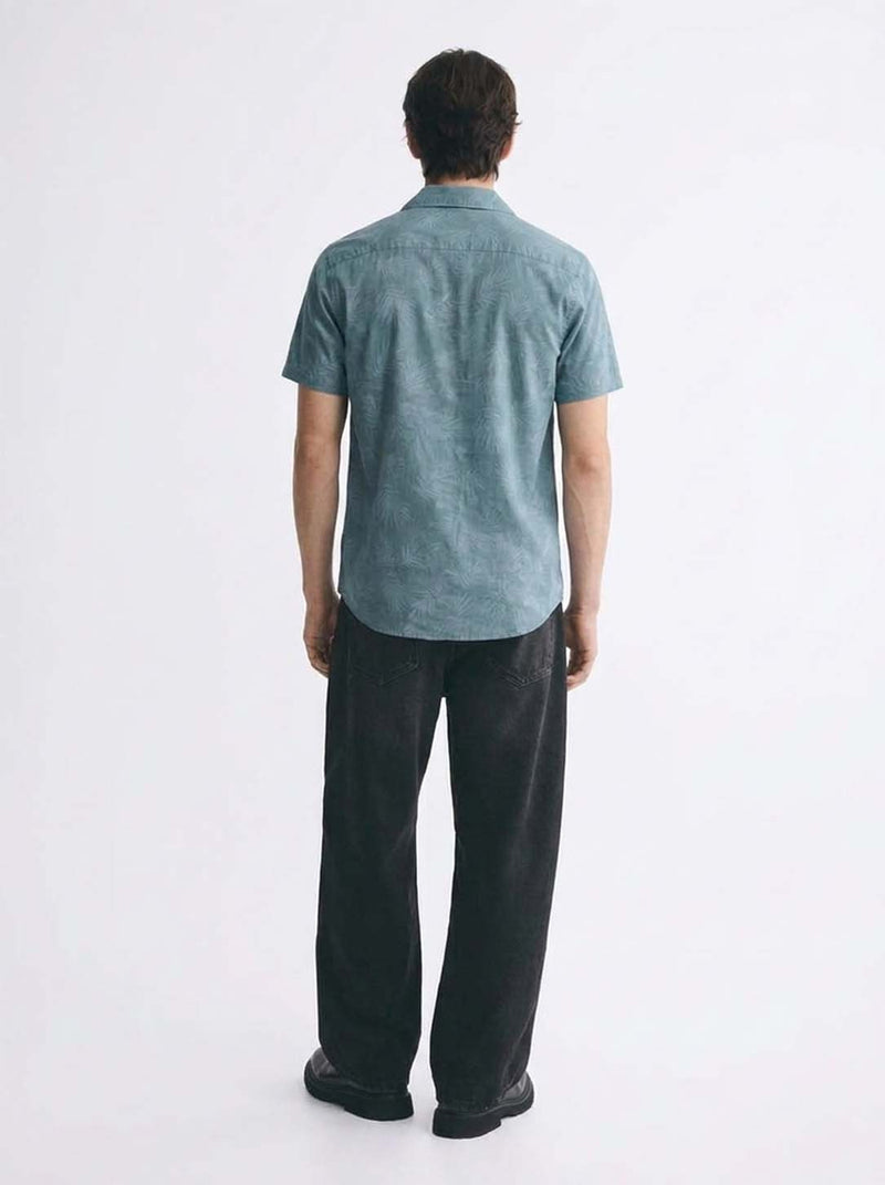 Men's Premium Leaf Printed Cuban Collar Shirt