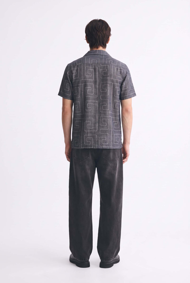 Men's Premium Double-Breasted Printed Cuban Collar Shirt