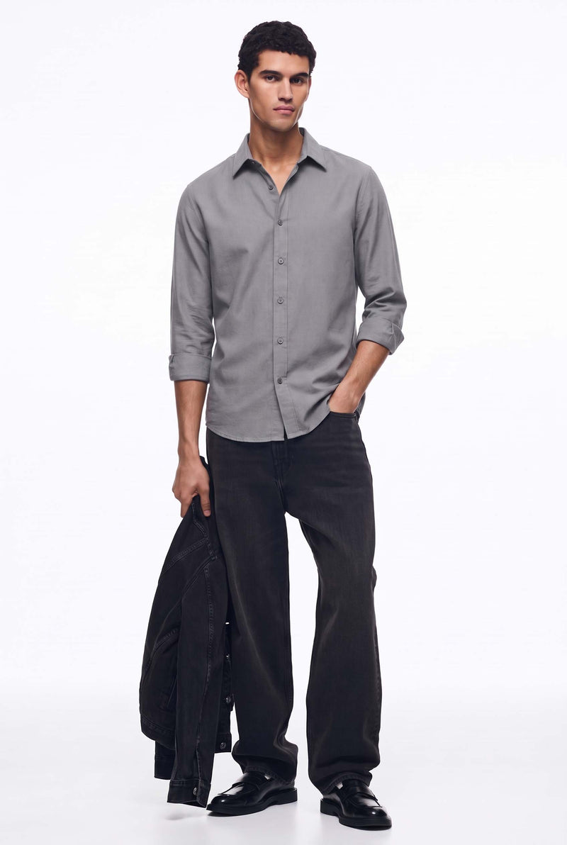 Men’s Premium Plain Regular fit Linen-Blend Shirt
