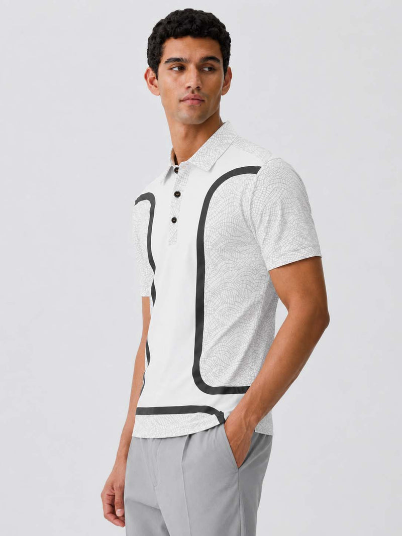 Men's Premium Printed Polo T-Shirt with Contrast Detailing