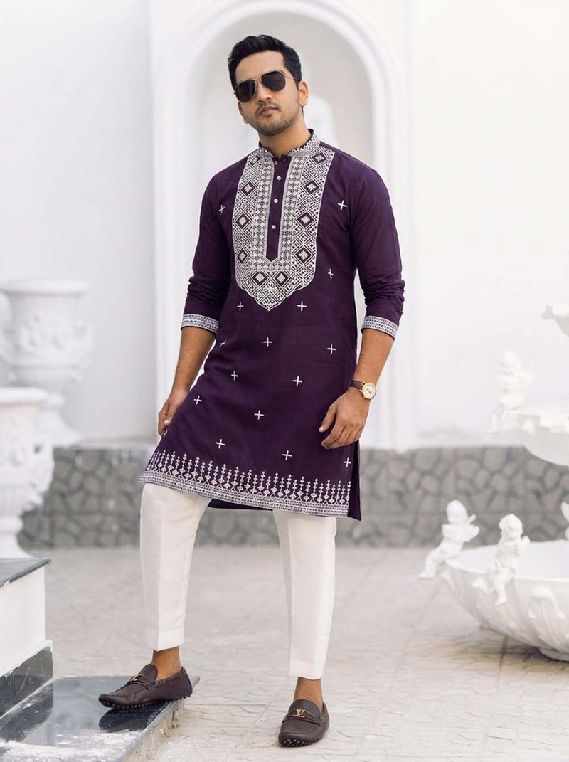 Men's Premium Embroidered Kurta – Stylish Ethnic Wear