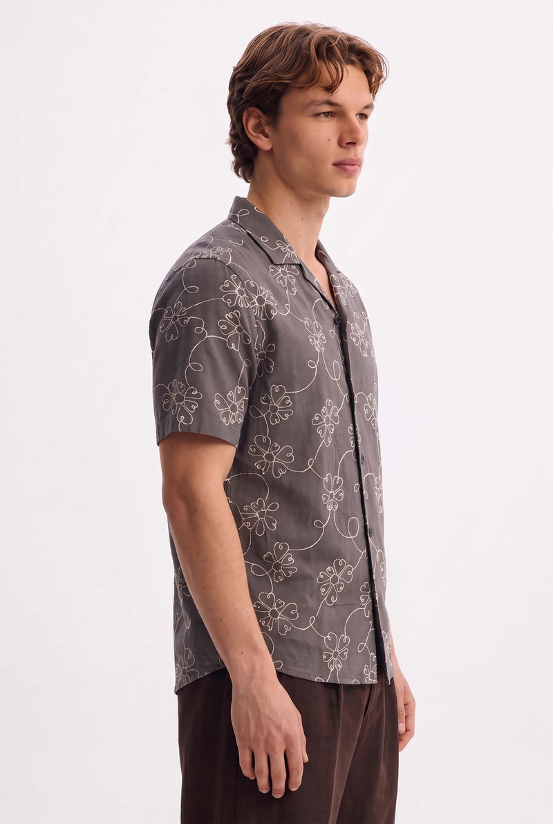 Men's Premium Line-Art Floral Printed Casual Shirt