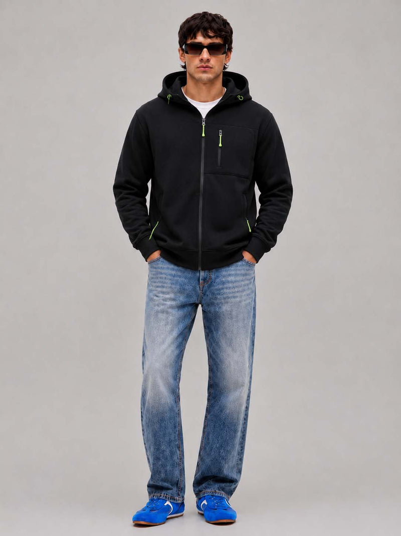 Men’s Premium Casual Full-Zip Fleece Hooded Jacket