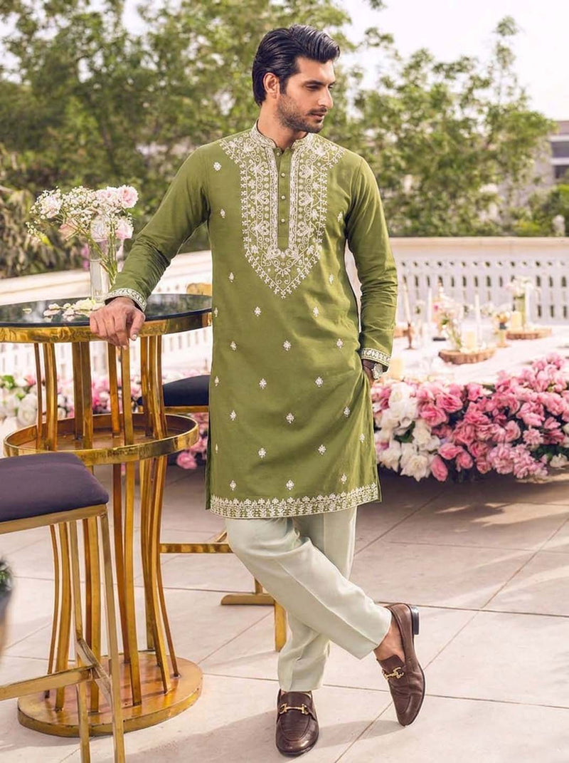 Men's Premium Embroidered Kurta – Elegant Festive Wear