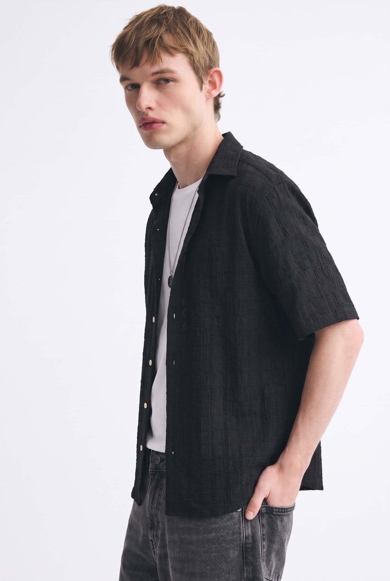 Men's Premium Textured Short-Sleeve Casual Shirt