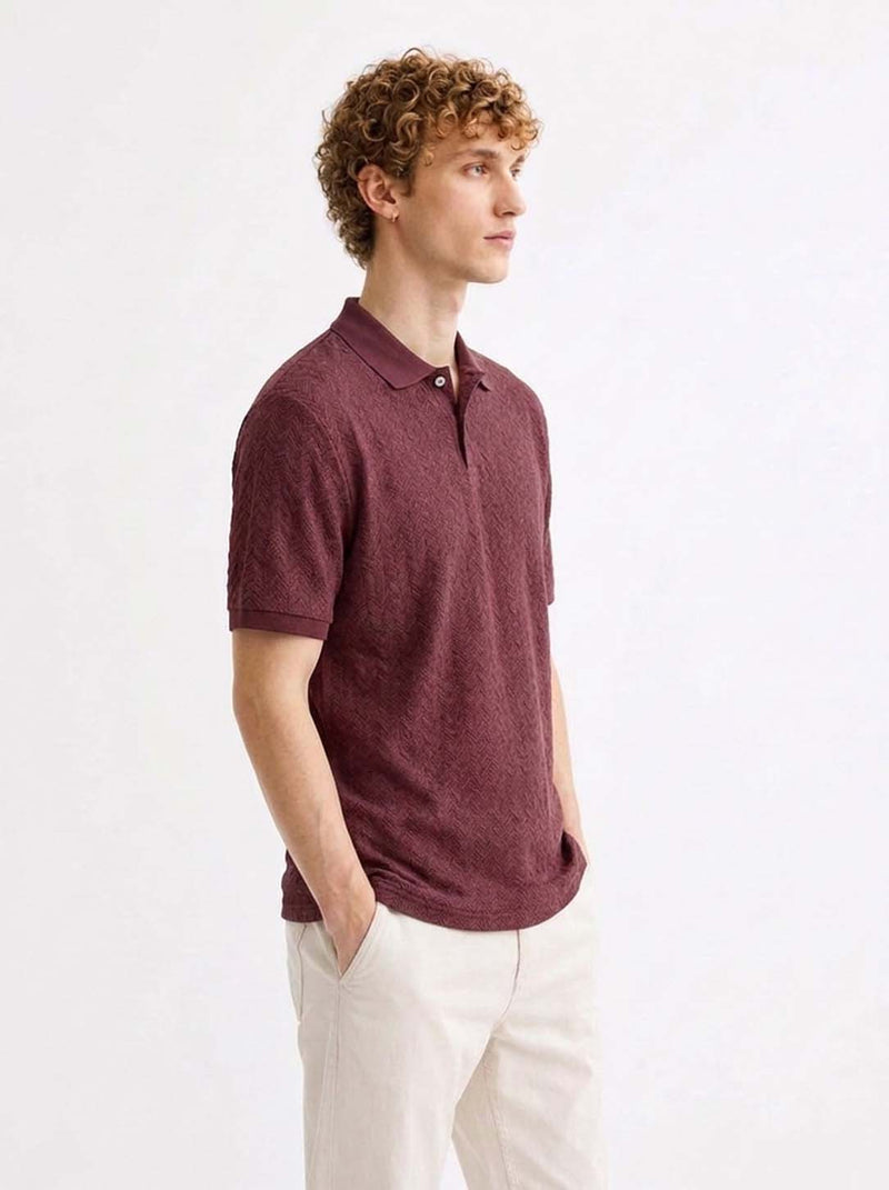 Men’s Premium Regular Fit Textured Polo T-Shirt