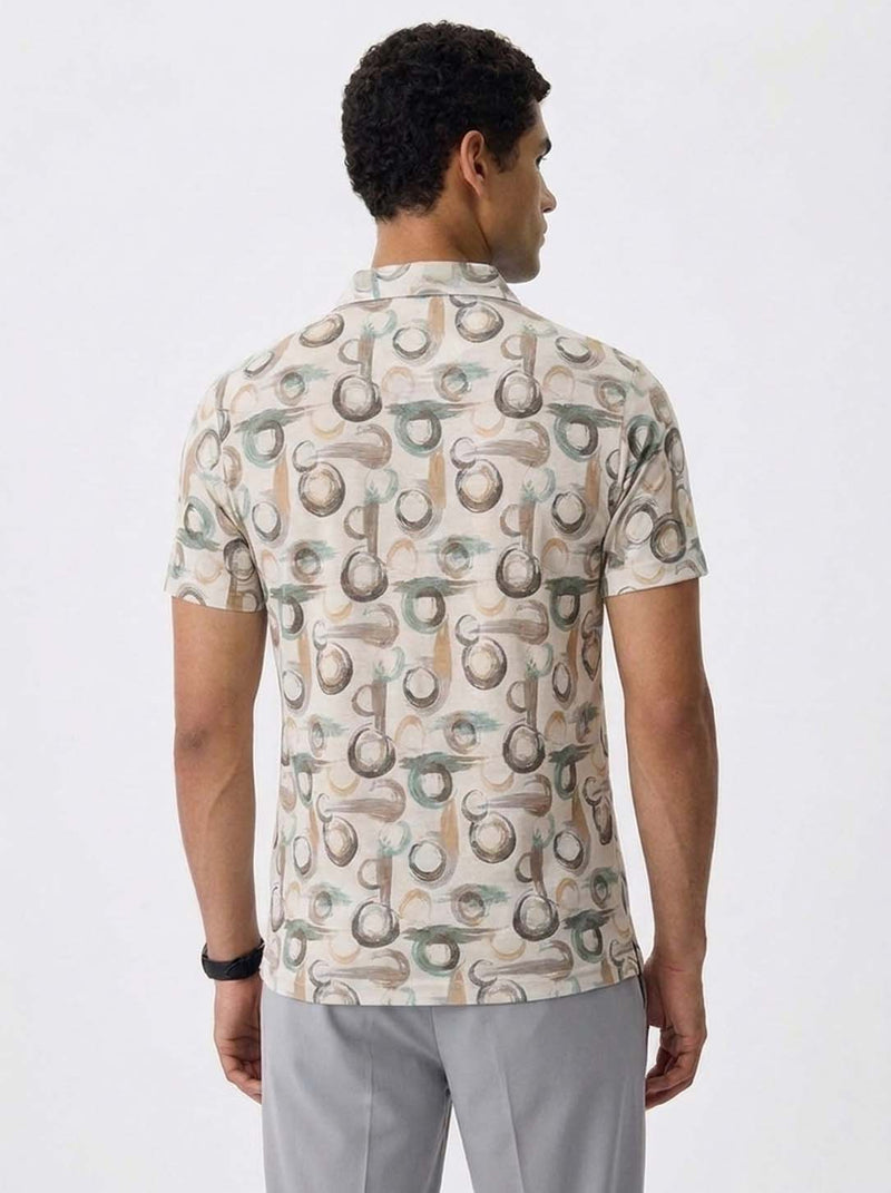Men's Premium Printed Half-Zip Regular fit T-Shirt