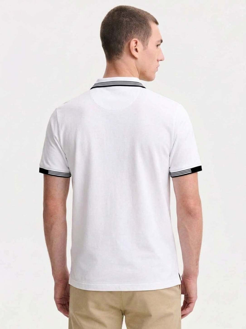 Men’s Premium Contrast Stripe Collar Polo T-Shirt