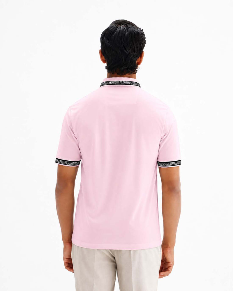 Men’s Premium Cotton Polo Shirt with Contrast Greek Key Collar shirt