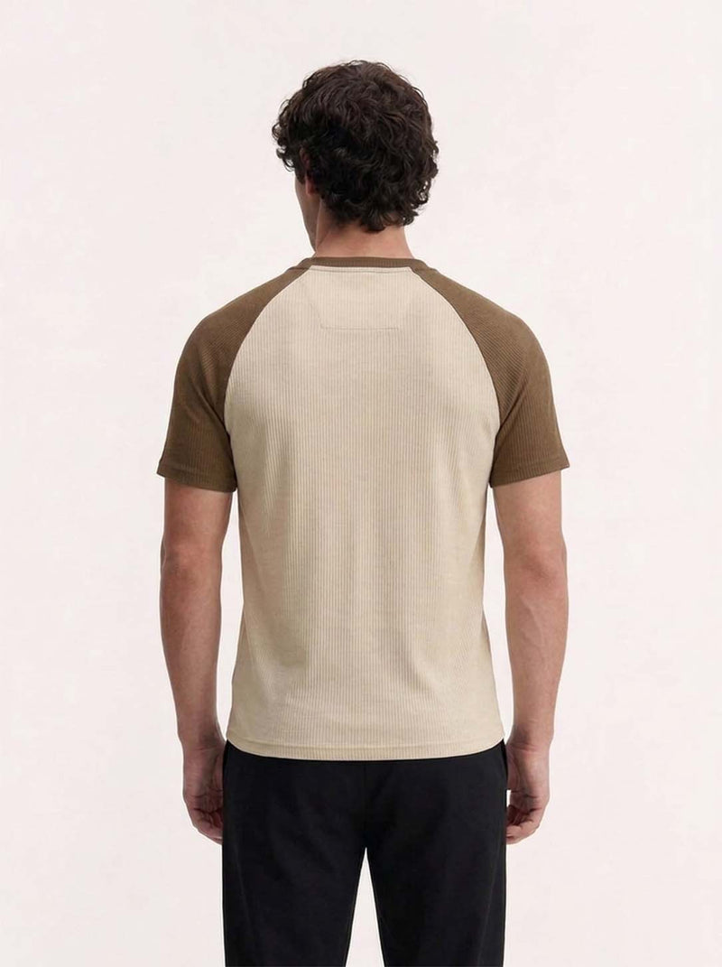 Men's Premium Ribbed Henley Neck Raglan T-Shirt