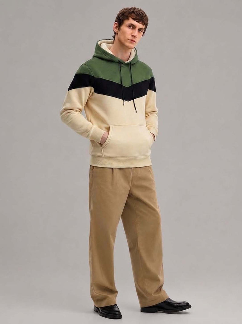 Men’s Color Block Hoodie Casual Pullover Sweatshirt