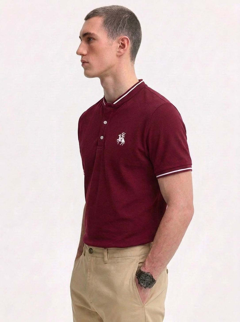 Men’s Premium Mandarin Collar Polo T-Shirt