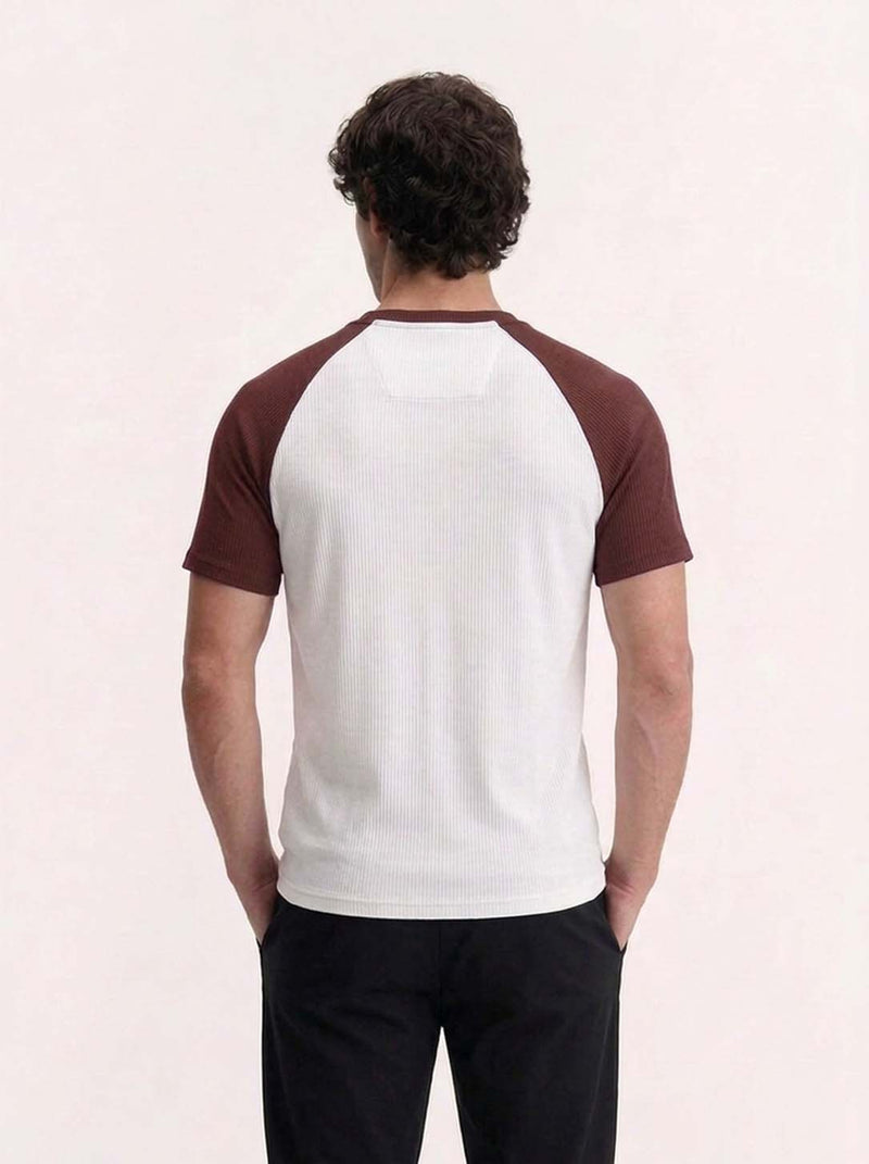 Men's Premium Ribbed Henley Neck Raglan T-Shirt