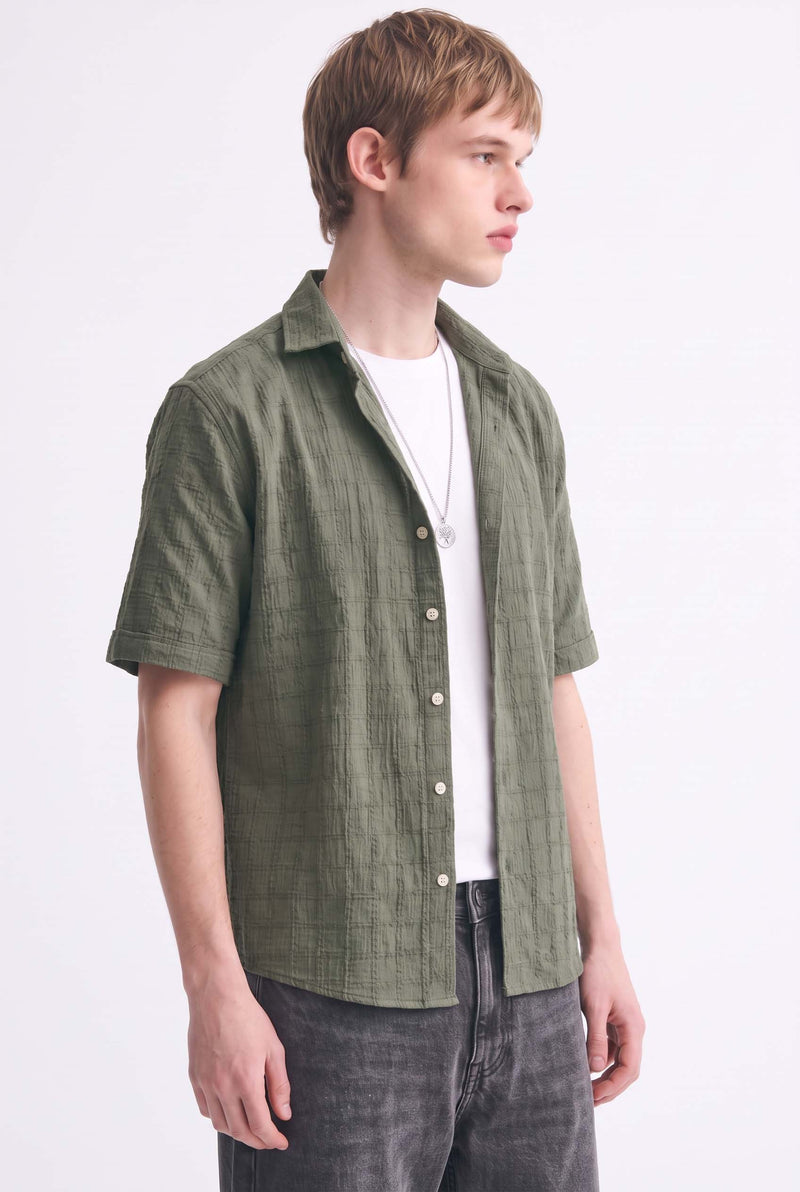 Men's Premium Textured Short-Sleeve Casual Shirt