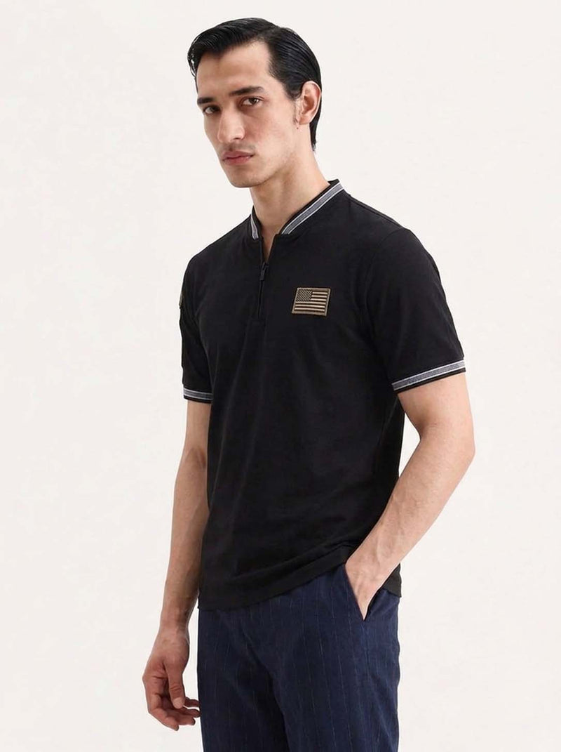 Men’s Premium Half-Zip Mandarin Collar Polo T-Shirt