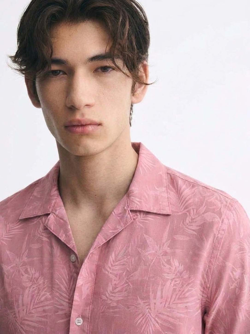 Men's Premium Leaf Printed Cuban Collar Shirt