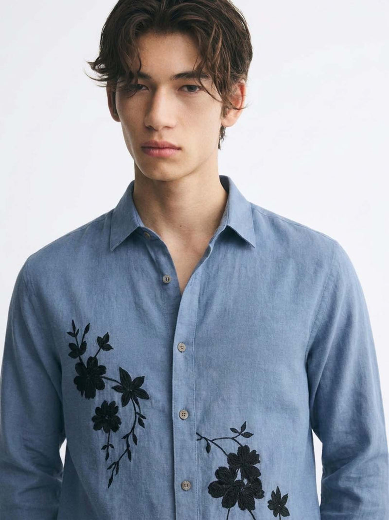 Men’s Premium Floral Embroidered Shirt