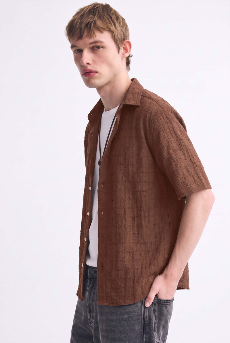 Men's Premium Textured Short-Sleeve Casual Shirt