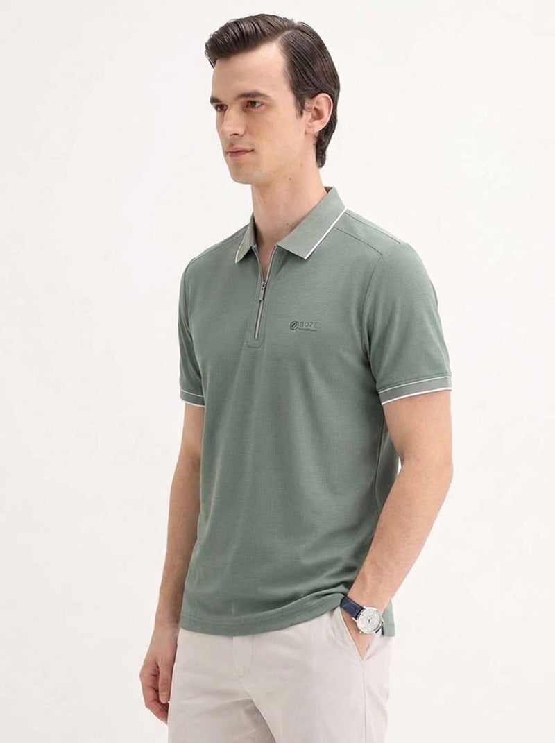 Men’s Premium Regular Fit Zippered Polo T-Shirt