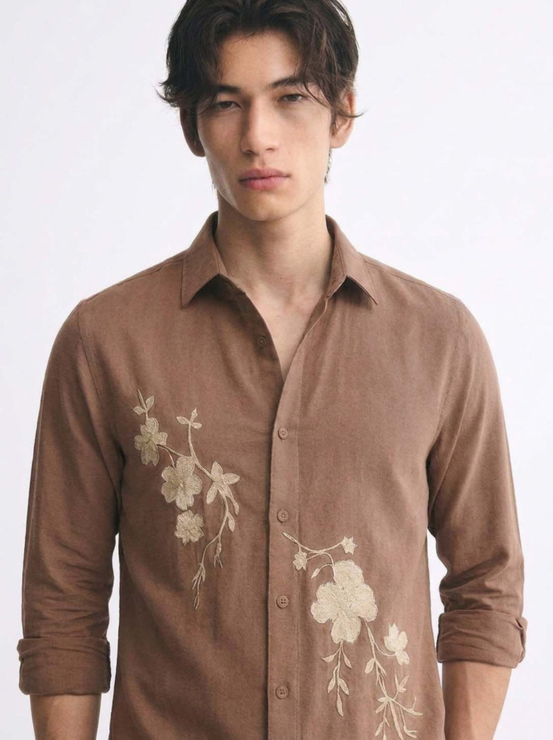 Men’s Premium Floral Embroidered Shirt