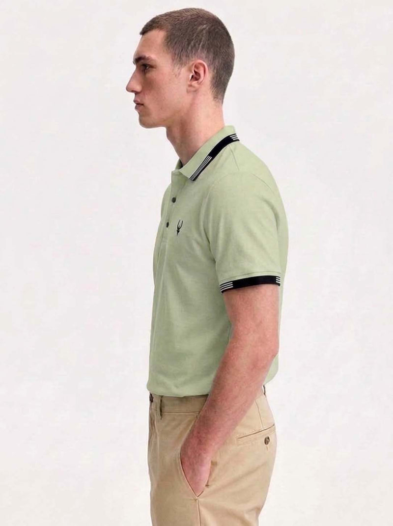 Men’s Premium Contrast Stripe Collar Polo T-Shirt