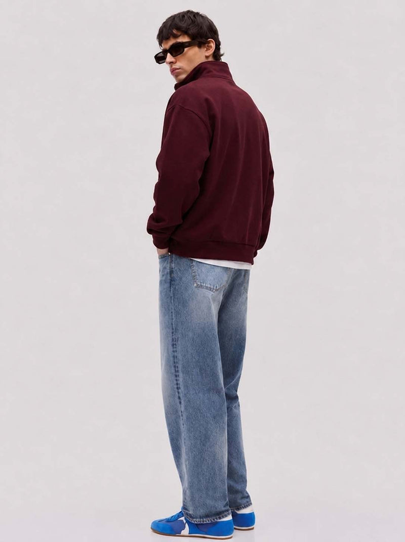 Men’s Premium Casual Full Sleeve Half-Zip Stand Collar Sweatshirt