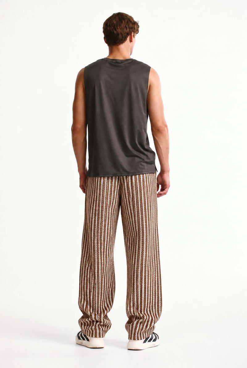 Men's Premium Regular Fit Textured Vertical Striped Track Pant