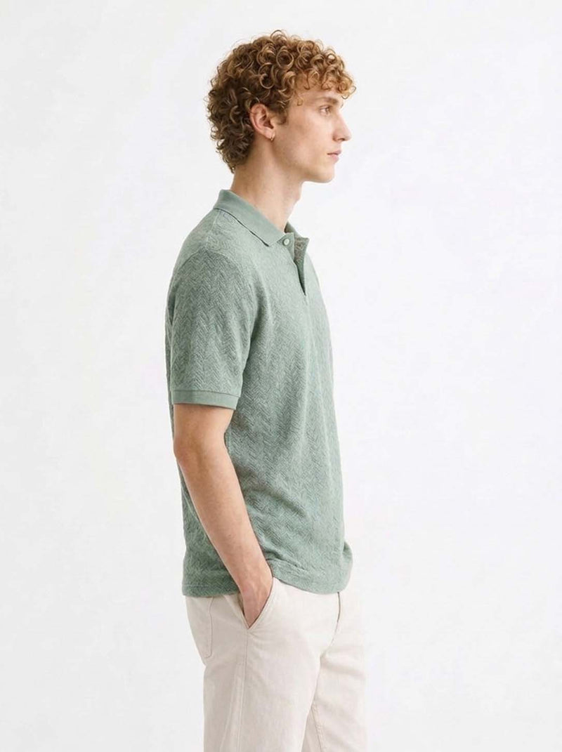 Men’s Premium Regular Fit Textured Polo T-Shirt