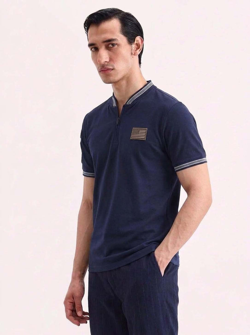 Men’s Premium Half-Zip Mandarin Collar Polo T-Shirt