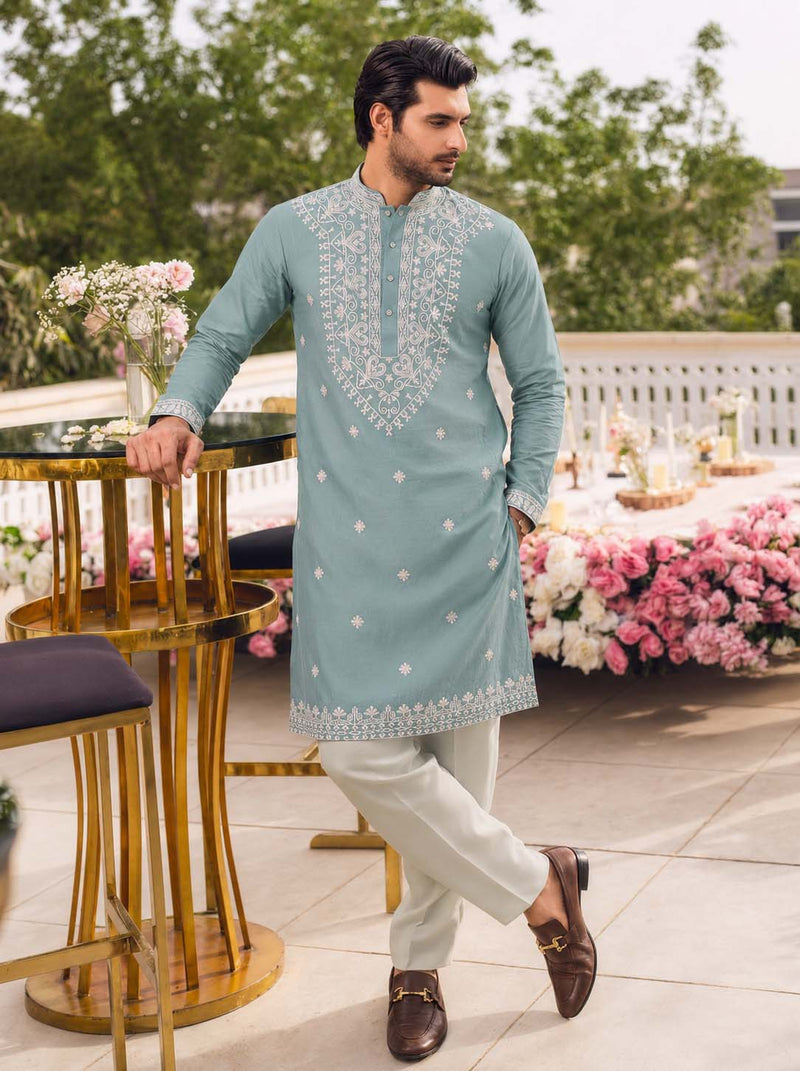 Men's Premium Embroidered Kurta – Elegant Festive Wear