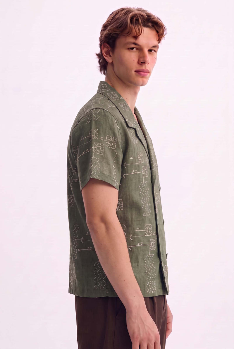 Men's Premium Double-Breasted Printed Cuban Collar Shirt
