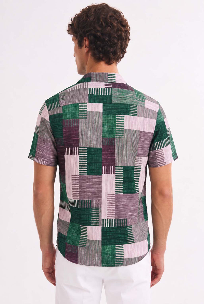 Men's Premium Multicolor Abstract Patchwork Short-Sleeve Casual Shirt