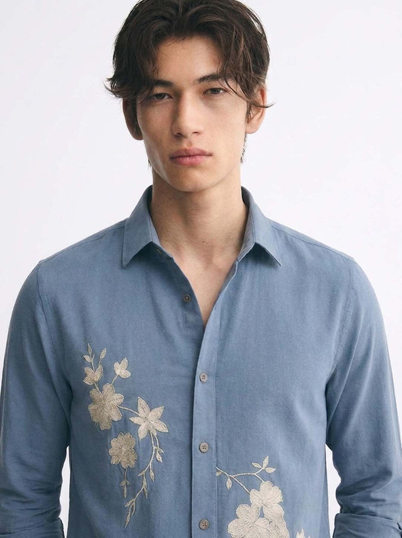 Men’s Premium Floral Embroidered Shirt
