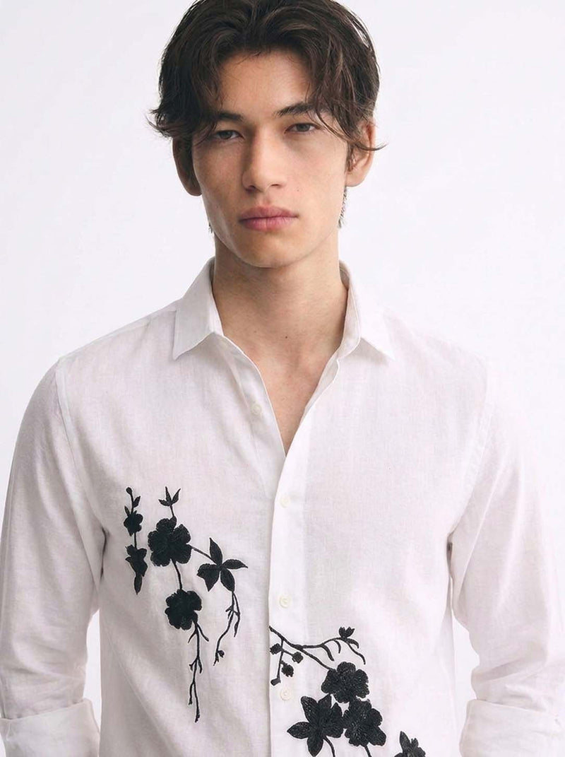 Men’s Premium Floral Embroidered Shirt