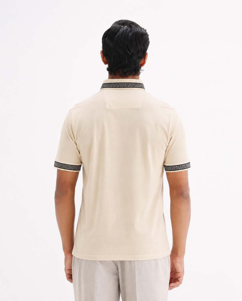 Men’s Premium Cotton Polo Shirt with Contrast Greek Key Collar shirt