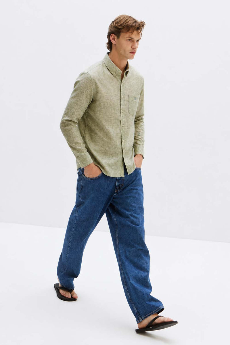 Men's Premium Cotton Linen Solid Casual Shirt