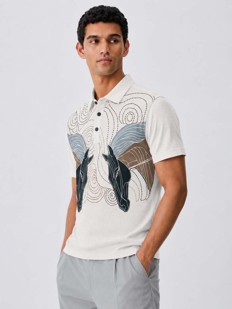 Men's Premium Abstract Horse Artwork Polo T-Shirt