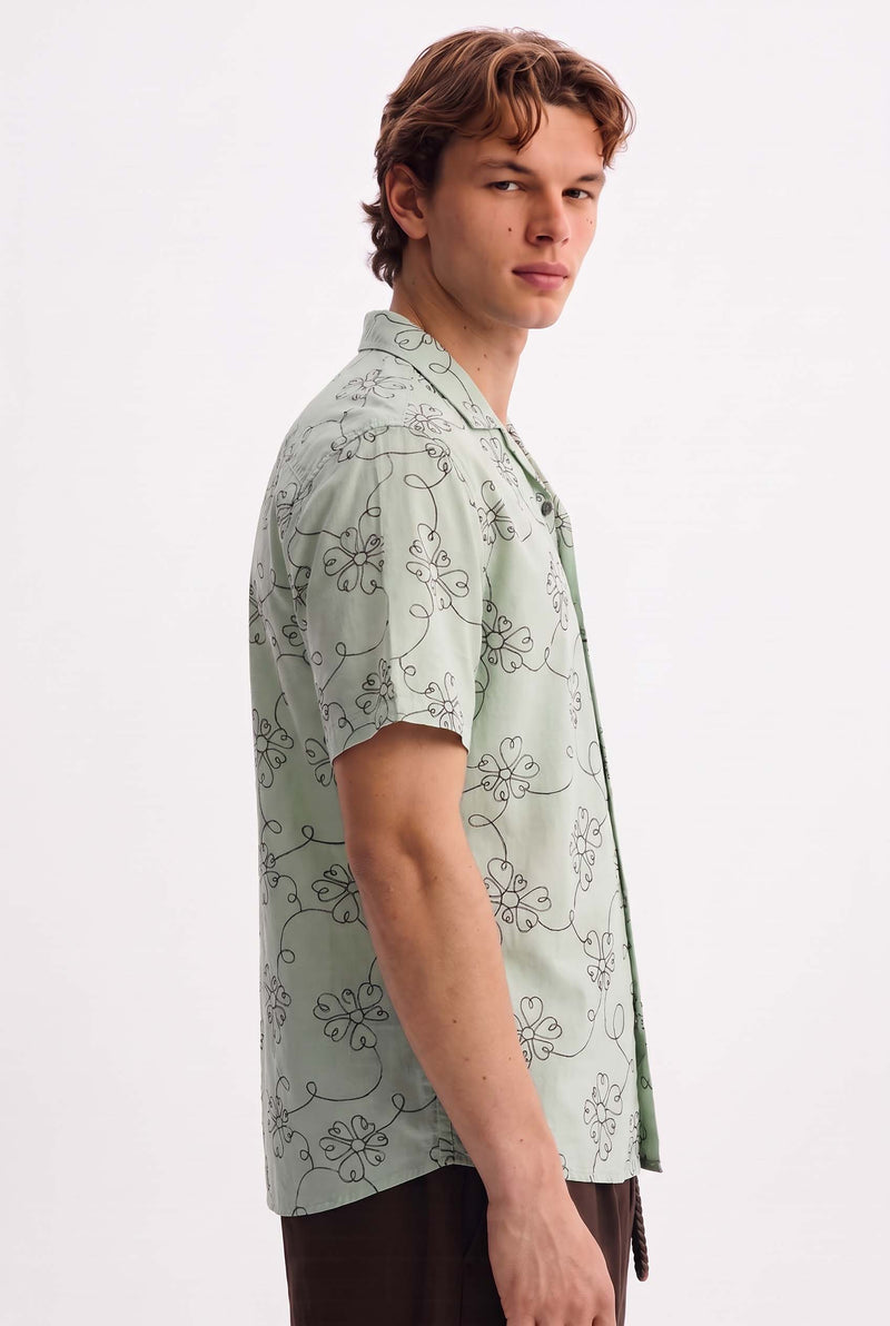 Men's Premium Line-Art Floral Printed Casual Shirt