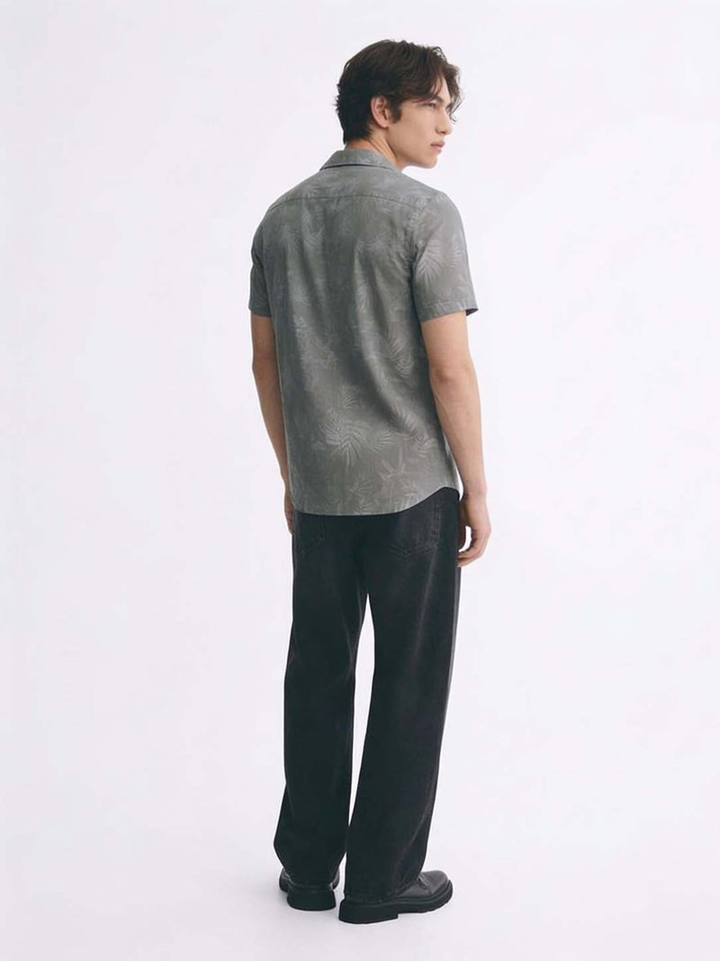 Men's Premium Leaf Printed Cuban Collar Shirt