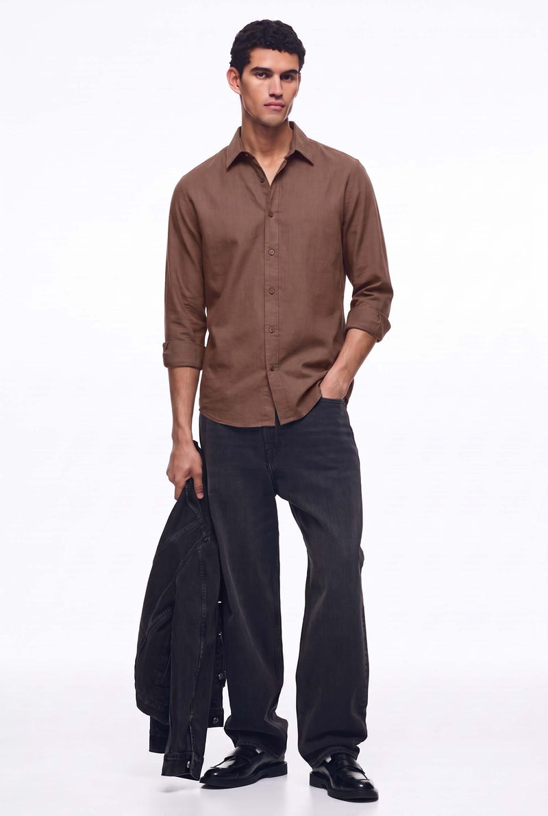 Men’s Premium Plain Regular fit Linen-Blend Shirt